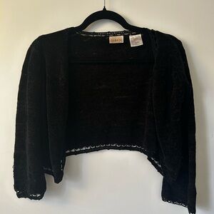 Distressed Knitted Black Bolero Cropped Cardigan